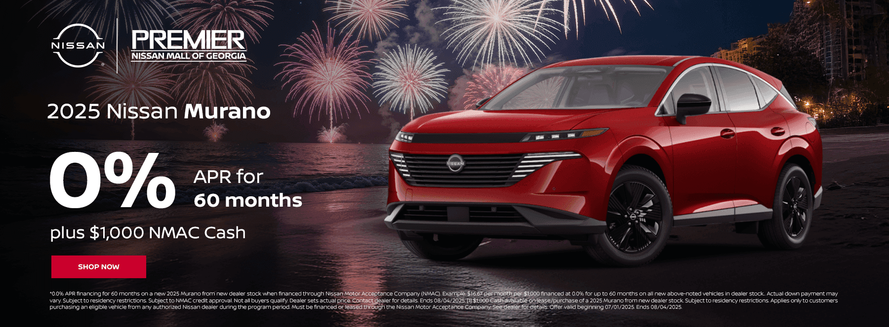 2025 Nissan Murano Subtext: 0% for 60 months plus $1,000 NMAC Cash