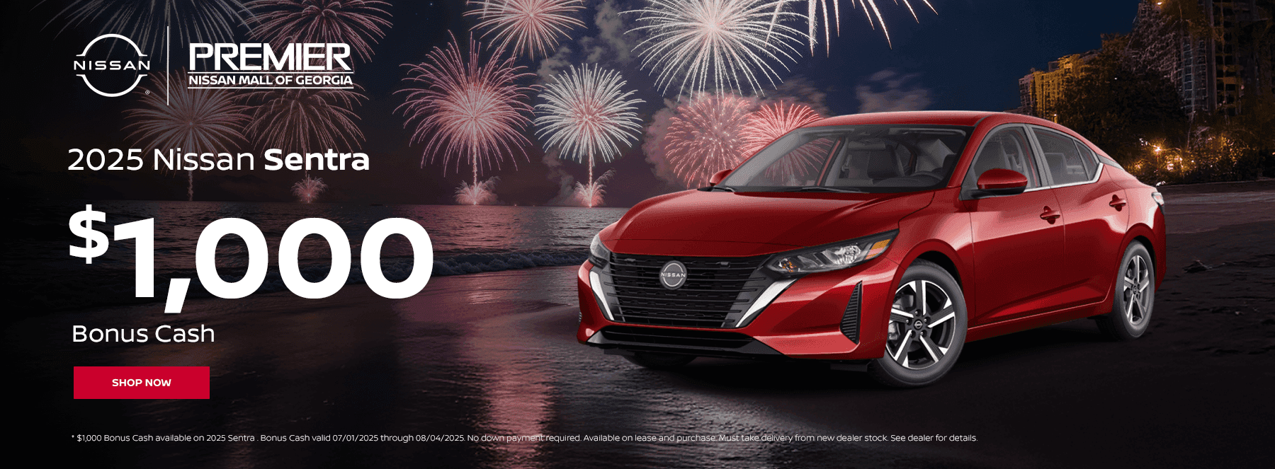 2025 Nissan Sentra Subtext: $1,000 Bonus Cash