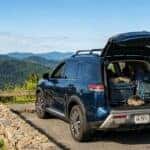 2026 Nissan Pathfinder at a North Georgia Blue Ridge Mountains overlook with rear cargo area open