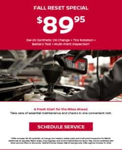 $89.95 0W-20 Synthetic Oil Change + Tire Rotation + Battery Test + Multi-Point Inspection*