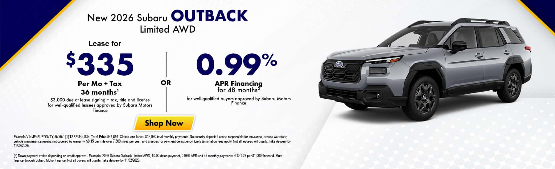 Subaru Outback incentive