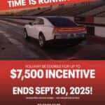 Performance meets electrification. The Dodge Charger EV qualifies for up to $7,500 in EV lease incentives, but only until September 30, 2025. Don’t miss your chance to own the future of muscle.