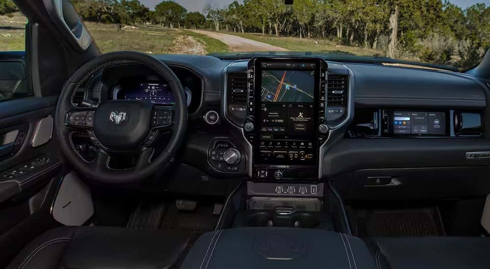 The black interior in a 2025 Ram 1500.