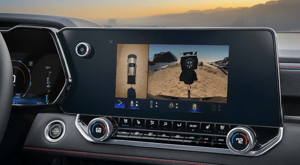 Close-up of the infotainment screen in a 2025 Chevy Colorado.