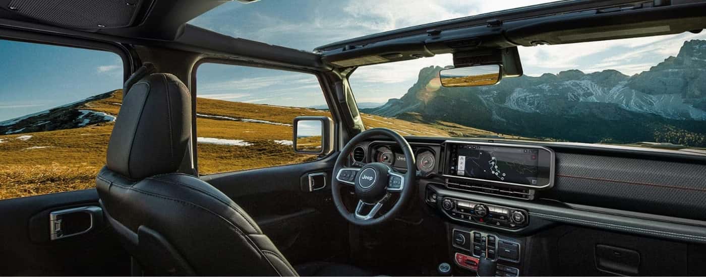 The interior of a 2025 Jeep Wrangler.