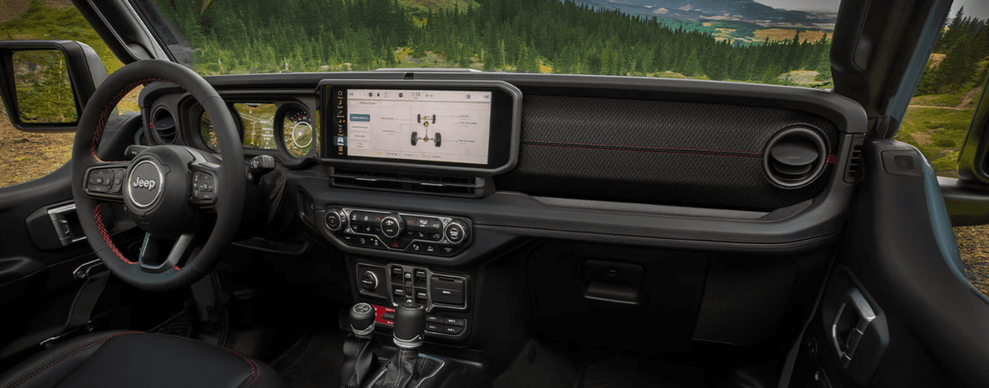 Black interior of a 2026 Jeep Gladiator