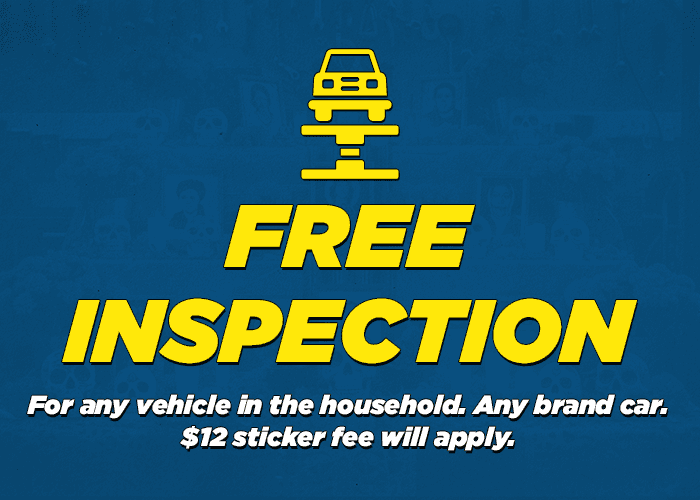 Free inspection for any member of the family (day of the dead theme ) free inspection any vehicel in the household any brand car
