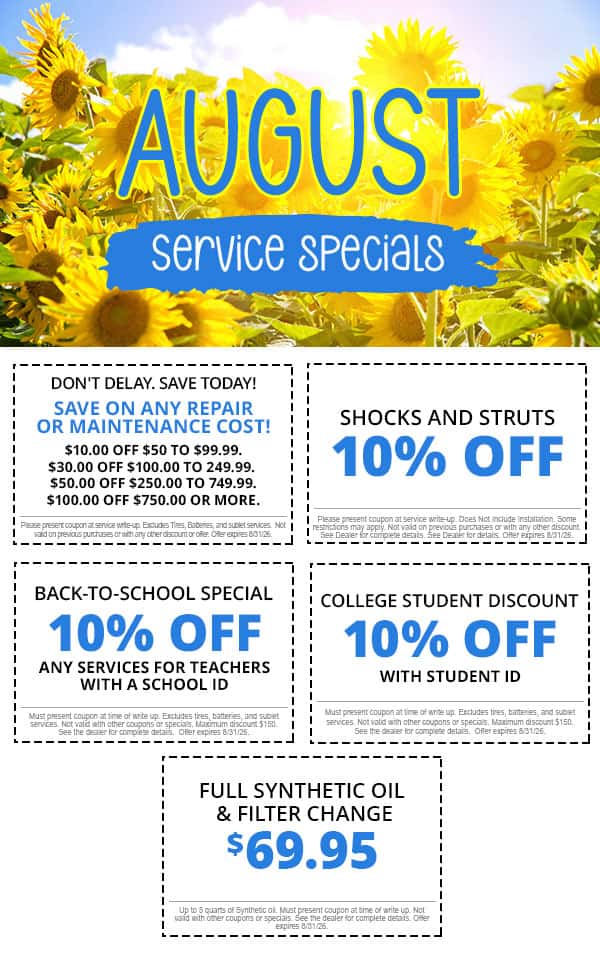 August Service Specials