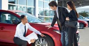 Customers talking to MAZDA service writer