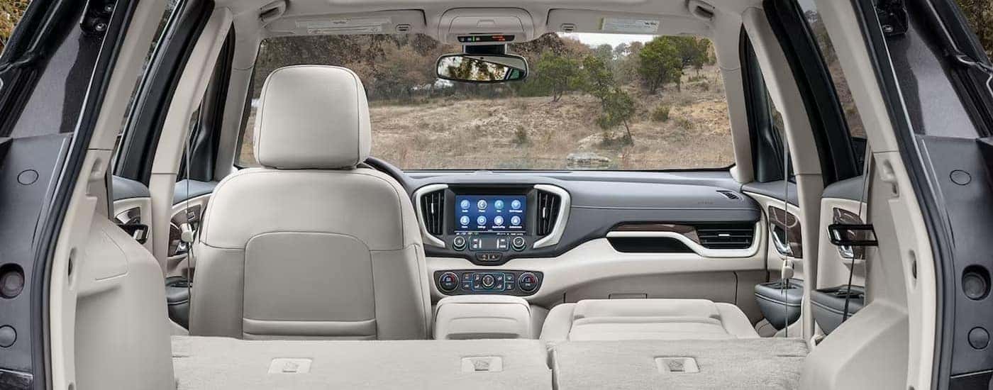 The white interior is shown in a 2024 GMC Terrain.