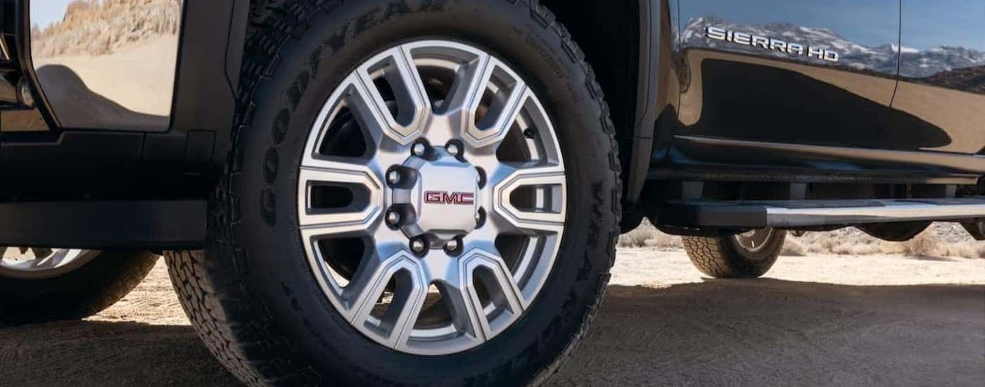 Close-up of a wheel on 2024 GMC Sierra 2500 for sale near High Point.