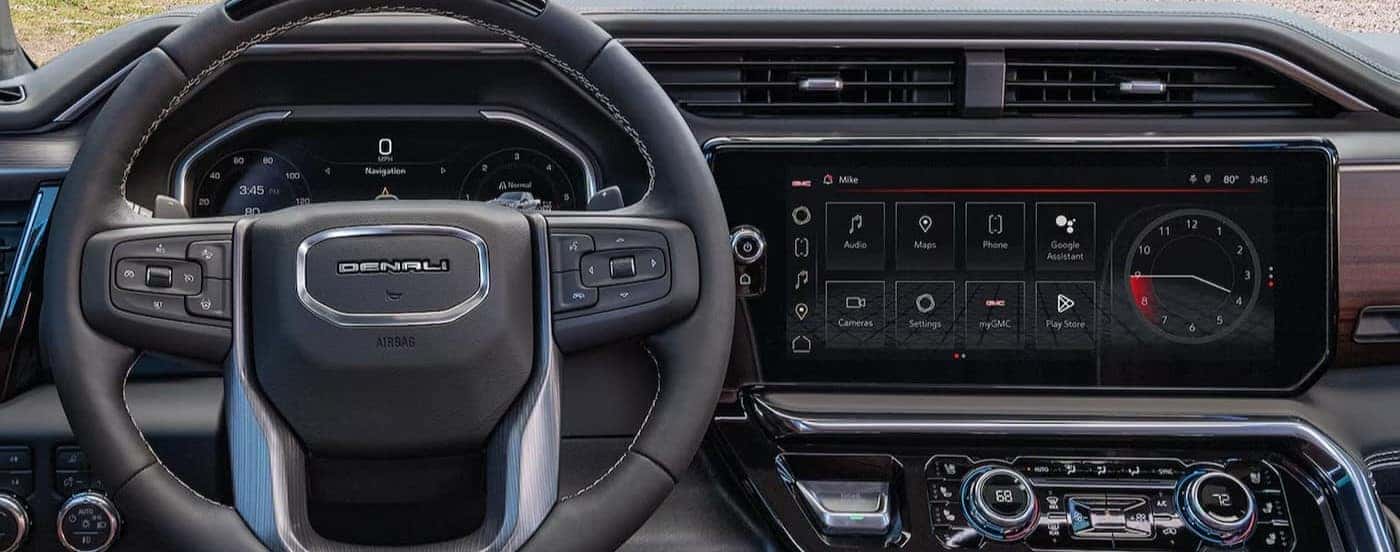 Close-up of the dash in a 2025 GMC Sierra 1500 near me.