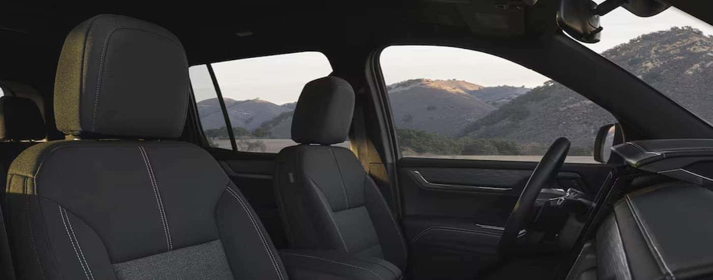 The black interior in a 2025 GMC Acadia for sale near me.