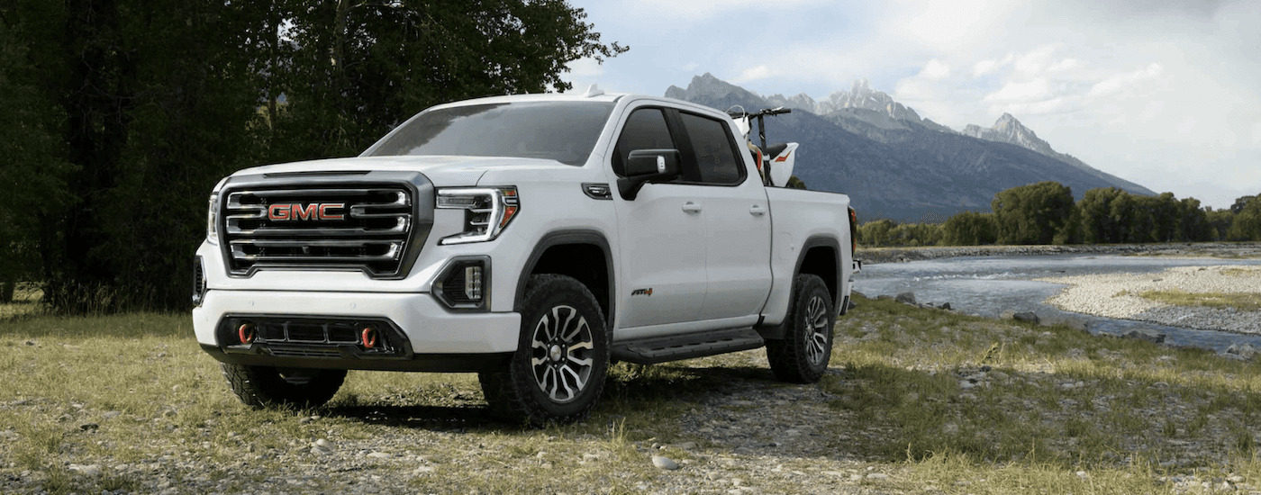 White 2021 GMC Sierra 1500 parked off-road