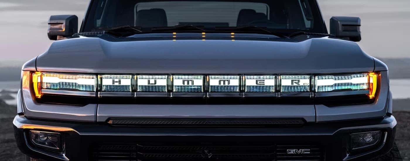 Front of a white 2025 GMC Hummer EV for sale near Spartanburg.