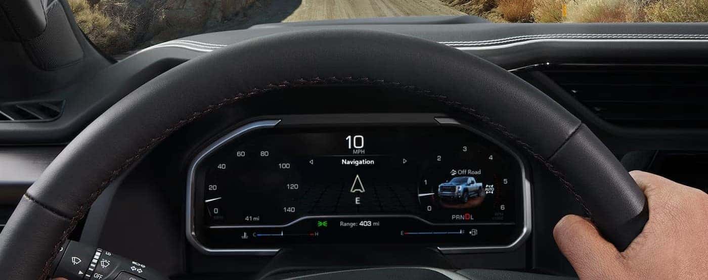 The digital dash in a 2026 GMC Sierra for sale near Greer.
