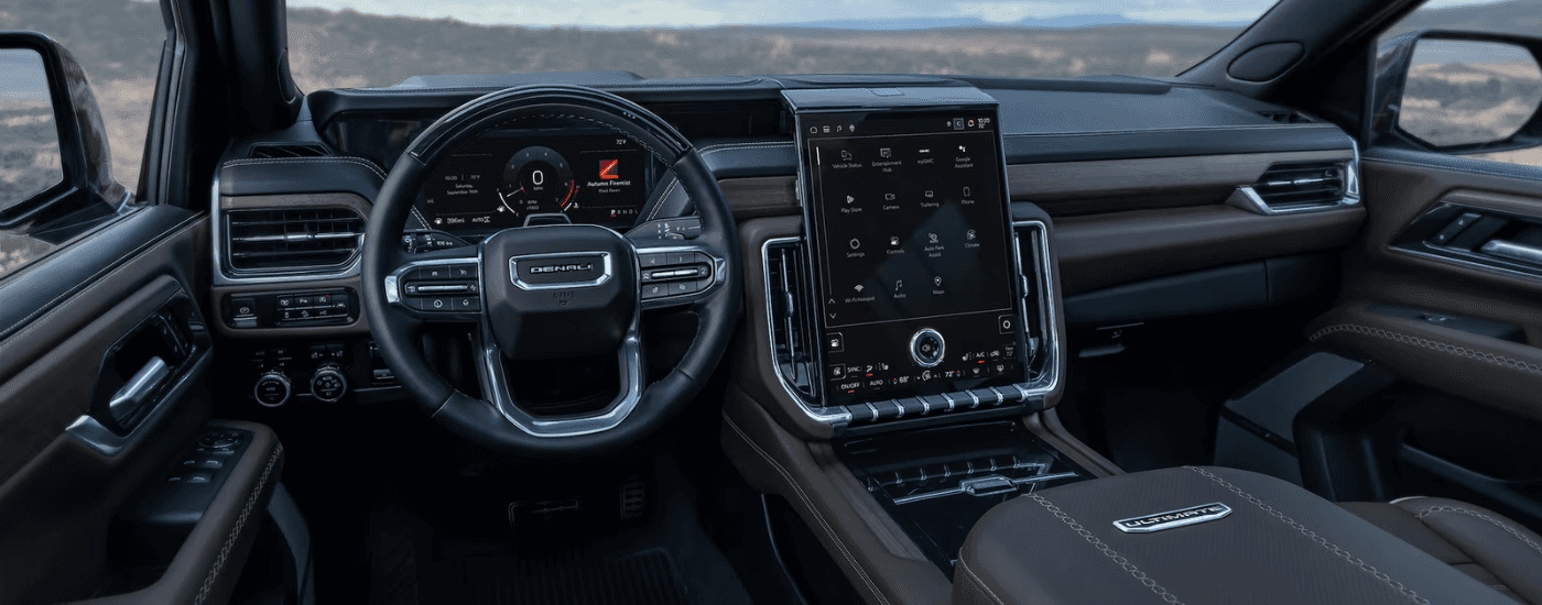 Black interior of a 2026 GMC Yukon Denali Ultimate