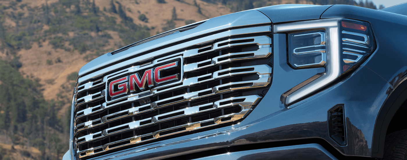 Chrome grille of a 2026 GMC Sierra 1500 Denali