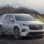 A silver 2022 Chevy Traverse is looking for a Spring Texas Chevy dealer.
