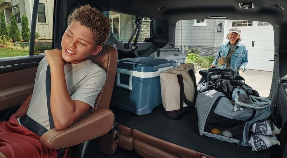 Rear cargo area in a 2026 Chevy Suburban.