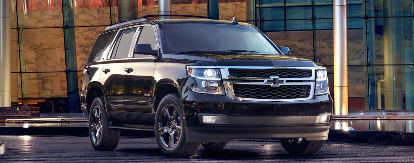 Black 2017 Chevy Tahoe parked at an angle