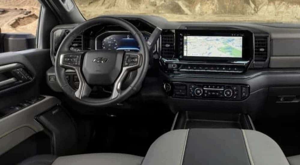 Gray interior and dash in a 2026 Chevrolet Silverado 1500 WT.
