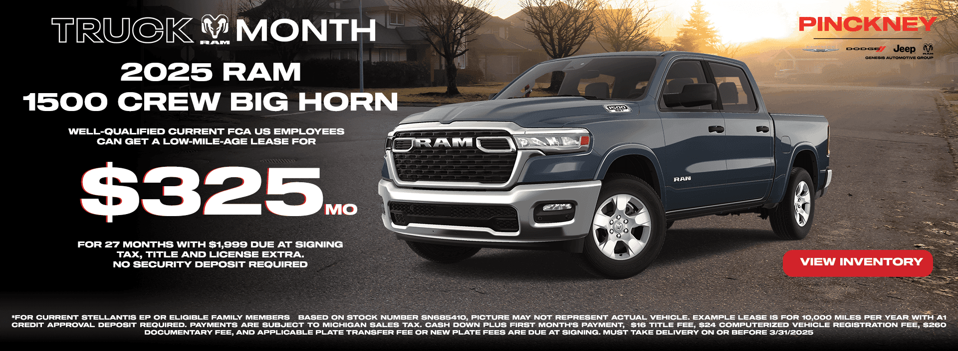 2025 1500 Crew Big Horn 325 for 27 months