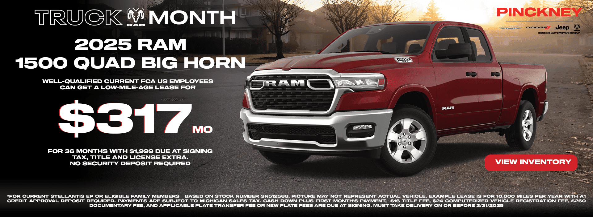 2025 RAM 1500 Quad Big Horn $317 for 36
