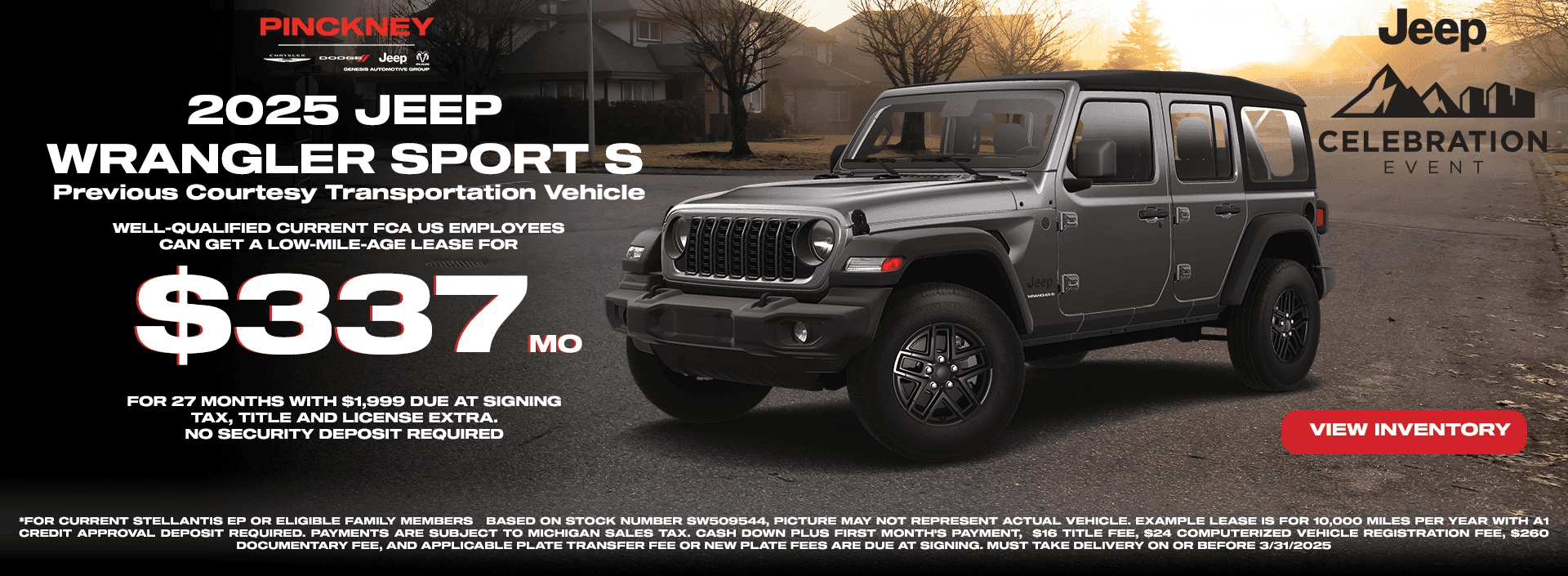 2025 Jeep wrangler Sport S $337 for 27 months