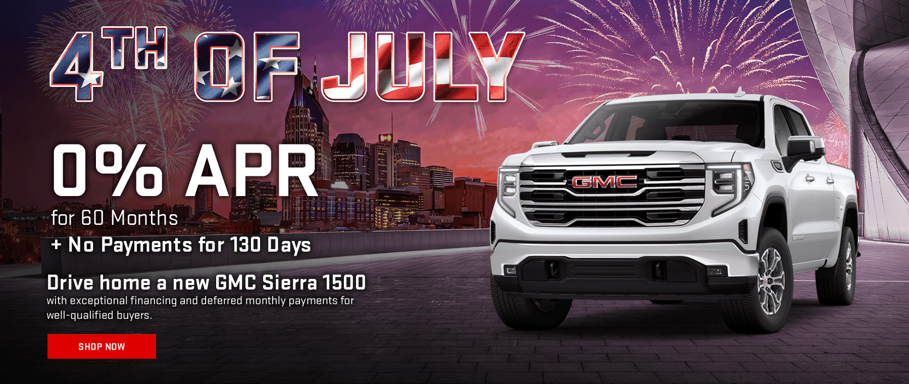 0% APR for 60 Months + No Payments for 130 Days