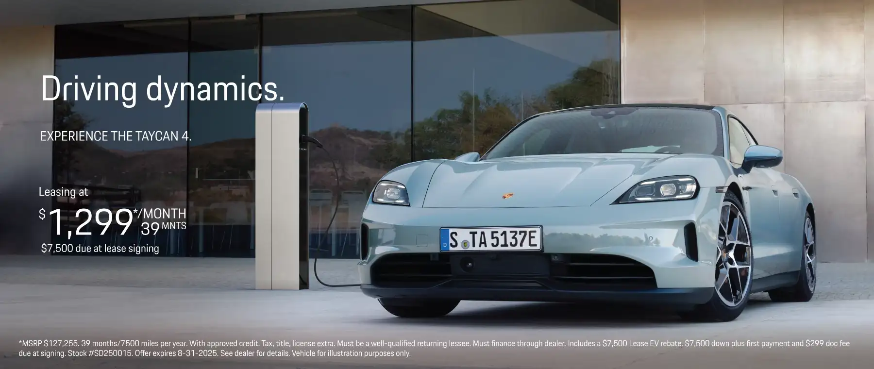 2025 Porsche Taycan 4 #SD250015 Lease for $1299 per month for 39 months/7500 miles per year*