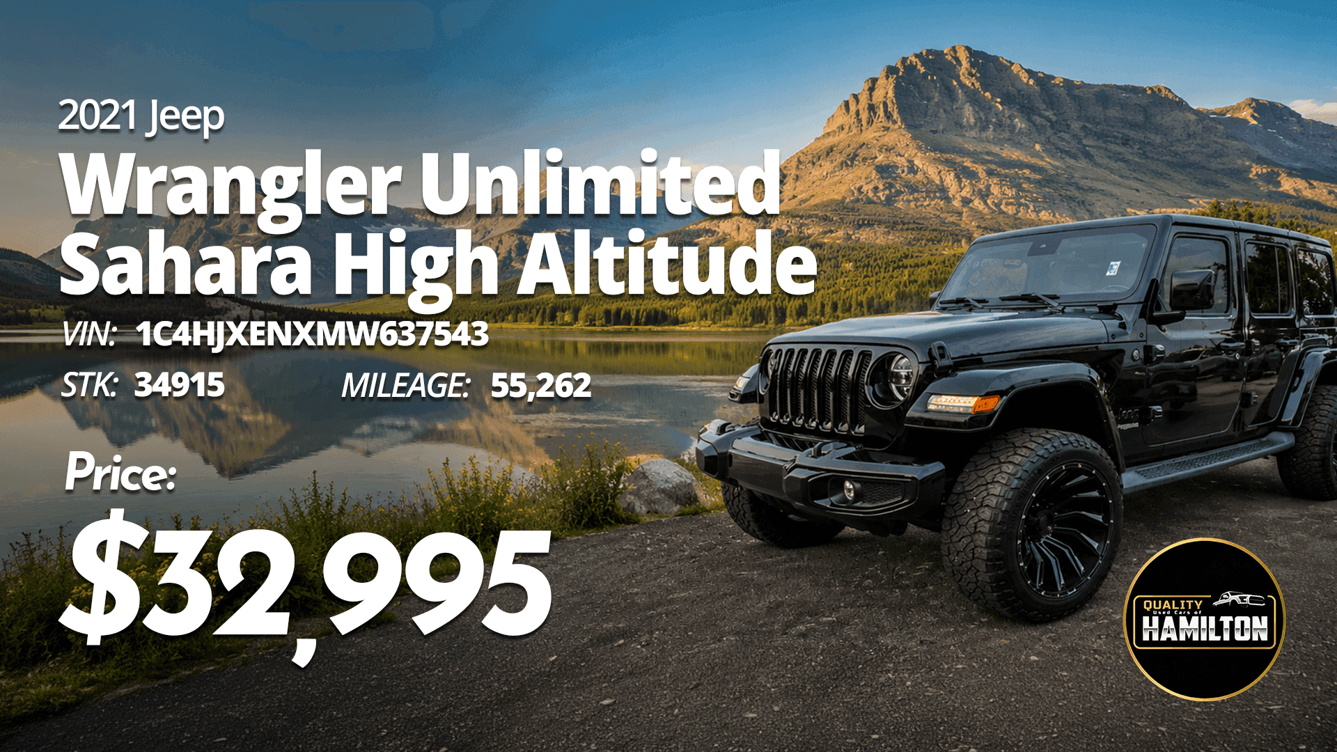2021 Jeep Wrangler Unlimited Sahara High Altitude with 55,262 miles priced at $32,995.