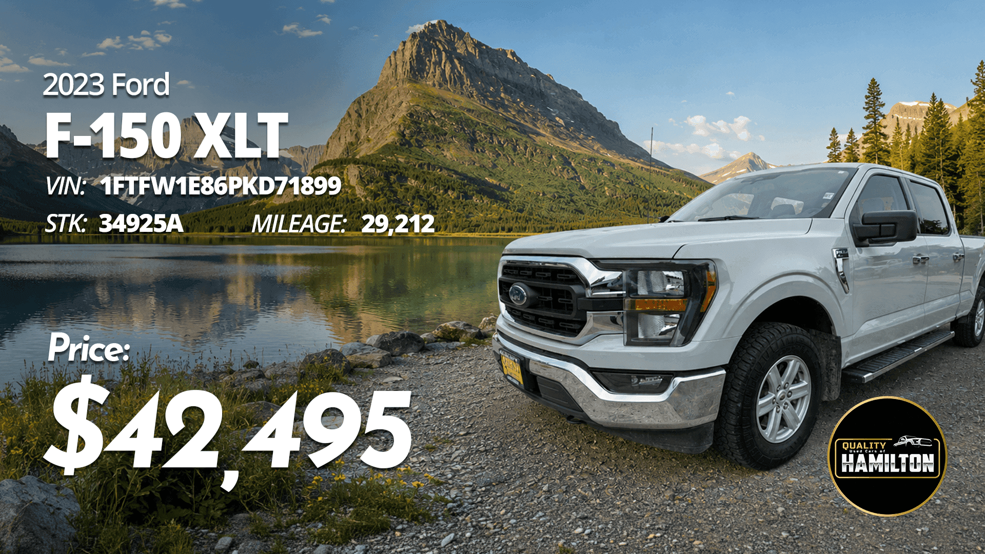 2023 Ford F-150 XLT with 29,212 miles priced at $42,495 at Quality Used Cars of Hamilton.