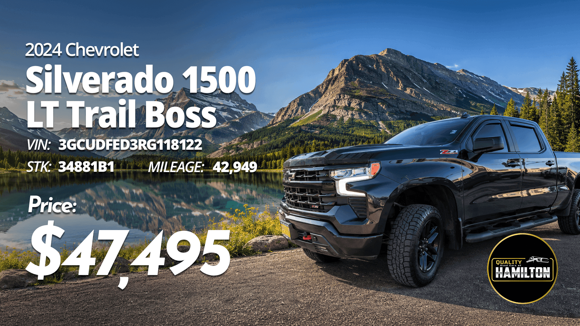 2024 Chevrolet Silverado 1500 LT Trail Boss with 42,949 miles priced at $47,495.