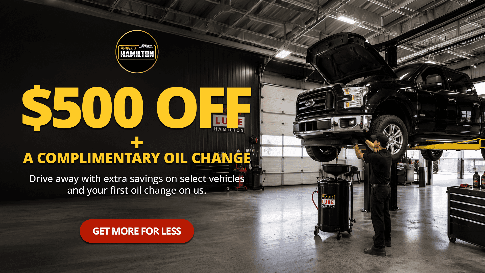Quality Used Cars of Hamilton offer for $500 off select vehicles plus a complimentary first oil change.