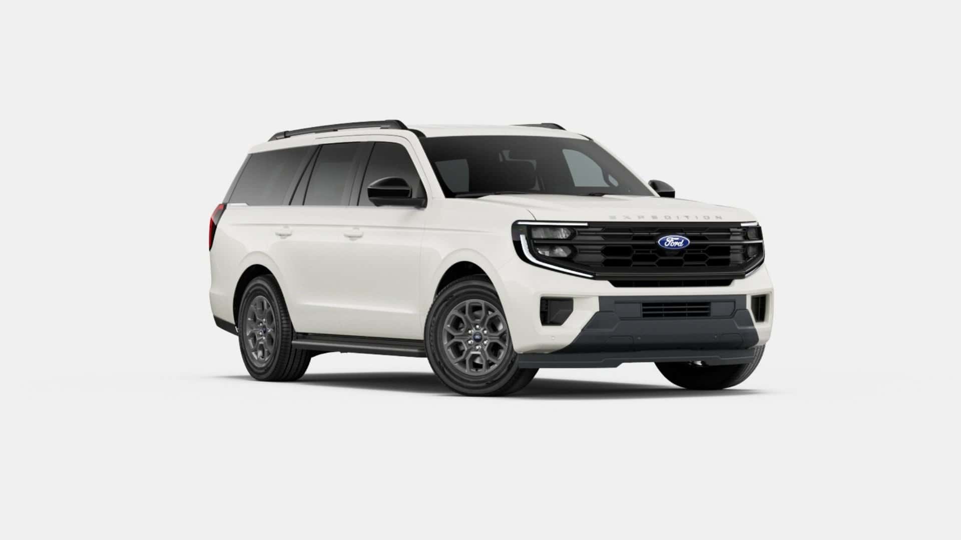 2026 Ford Expedition Active white SUV shown in front three-quarter studio view with black exterior accents.