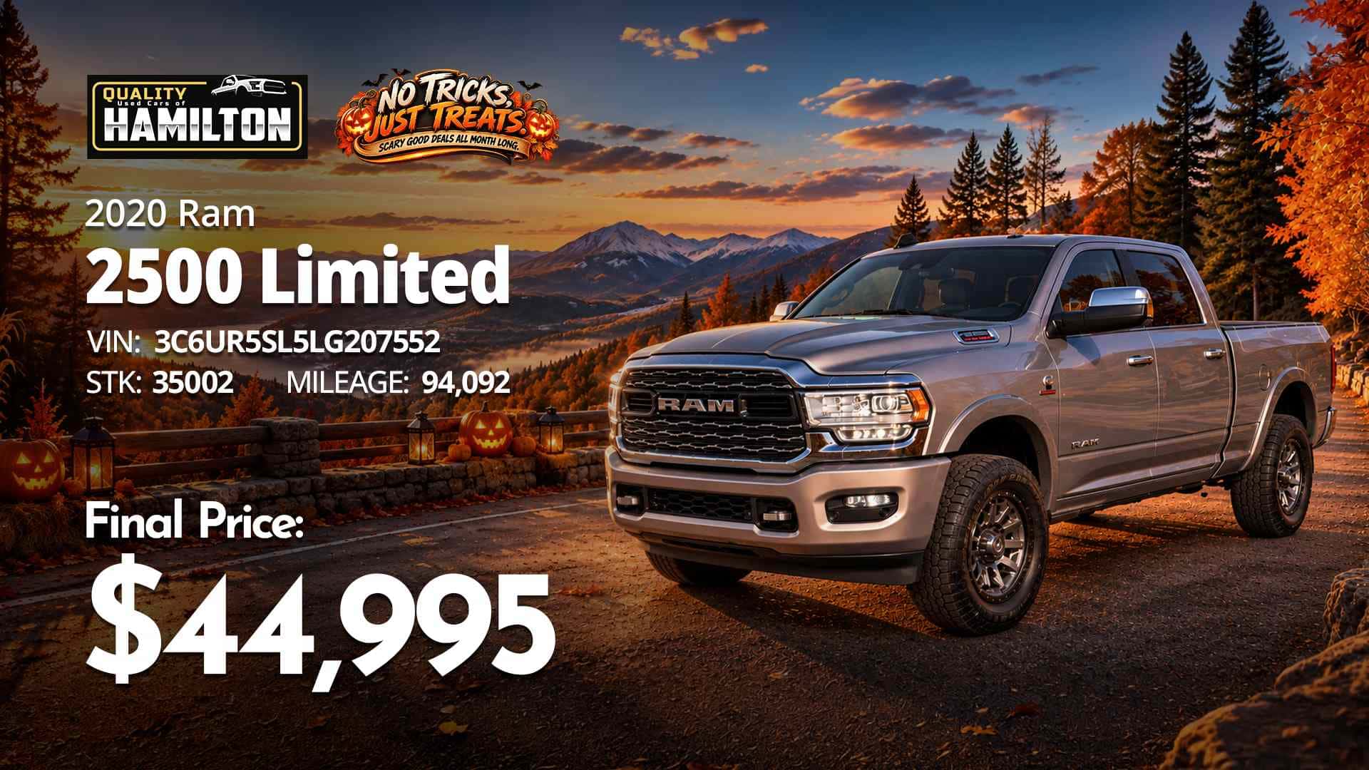 2020 Ram 2500 Limited featured at Quality Used Cars of Hamilton for $44,995.