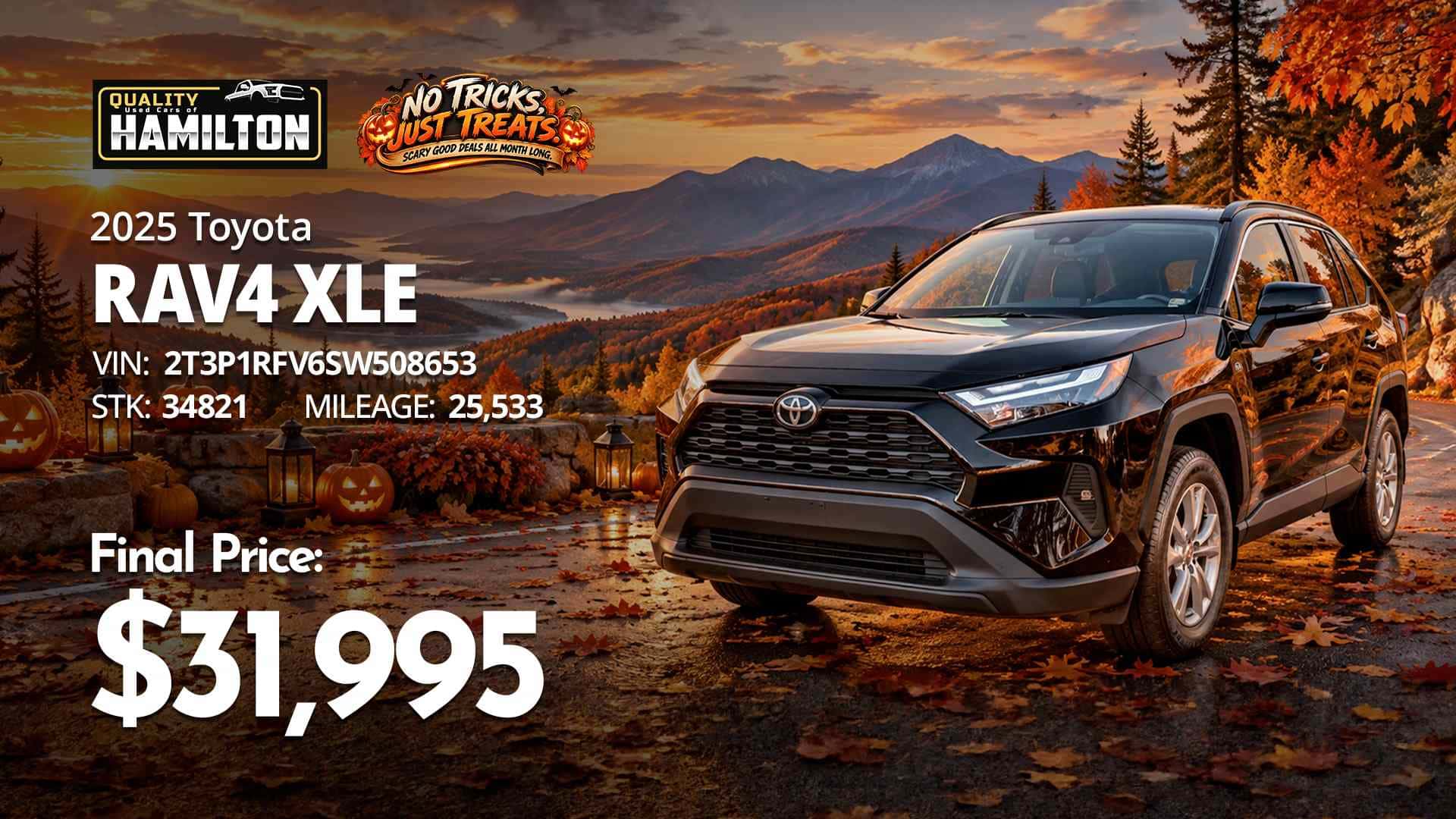 2025 Toyota RAV4 XLE featured at Quality Used Cars of Hamilton for $31,995.