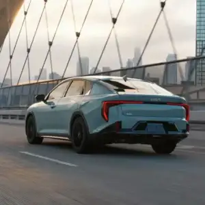 2026 Kia K4 Rear View on a Bridge