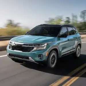 2026 Kia Seltos on the Road in Motion