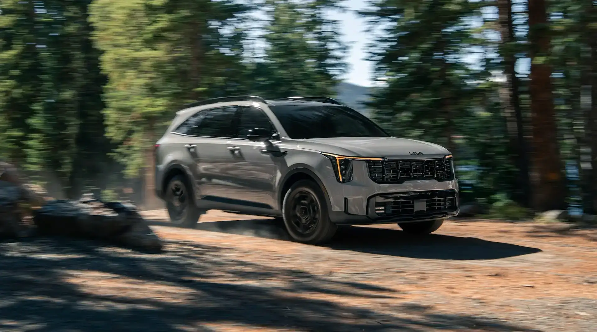 2026 Kia Sorento on a Dirt Road in Motion