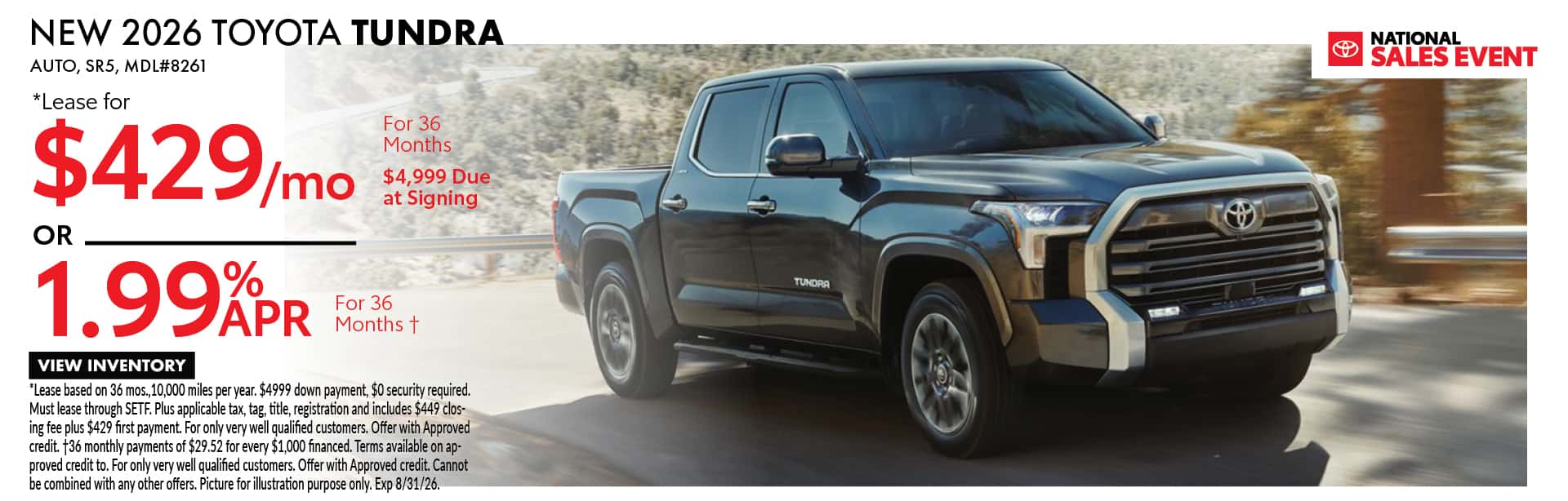 New 2026 Toyota Tundra August 2026 banner