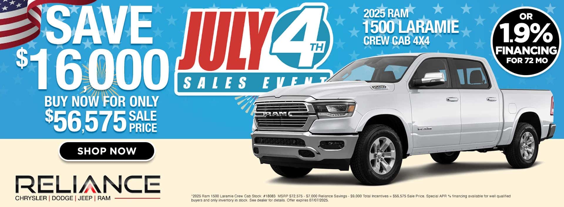 RelianceCDJR-July4th2025-WebBanners-Ram1500-Laramie