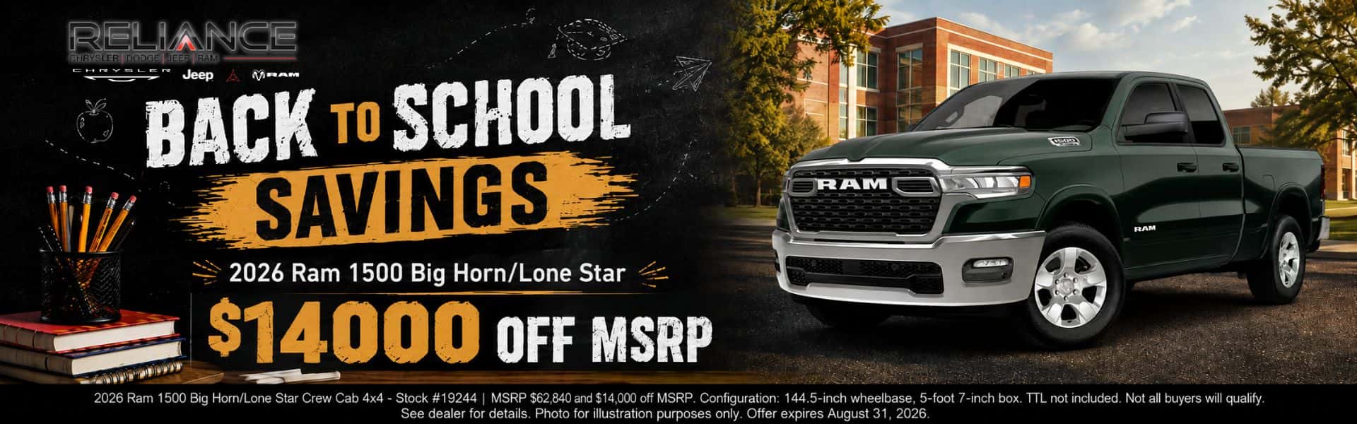 Reliance CDJR August Incentives