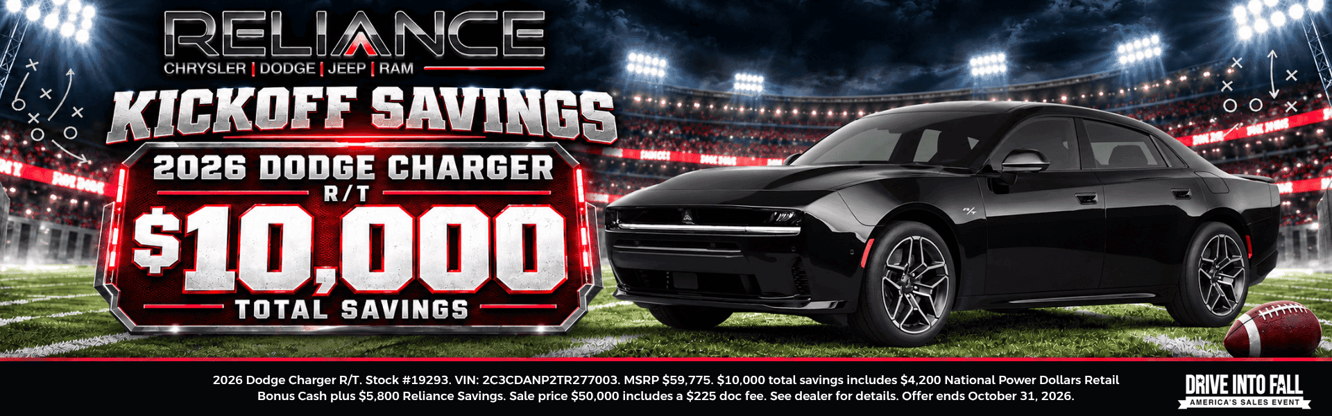 black dodge charger savings banner 16k total savings