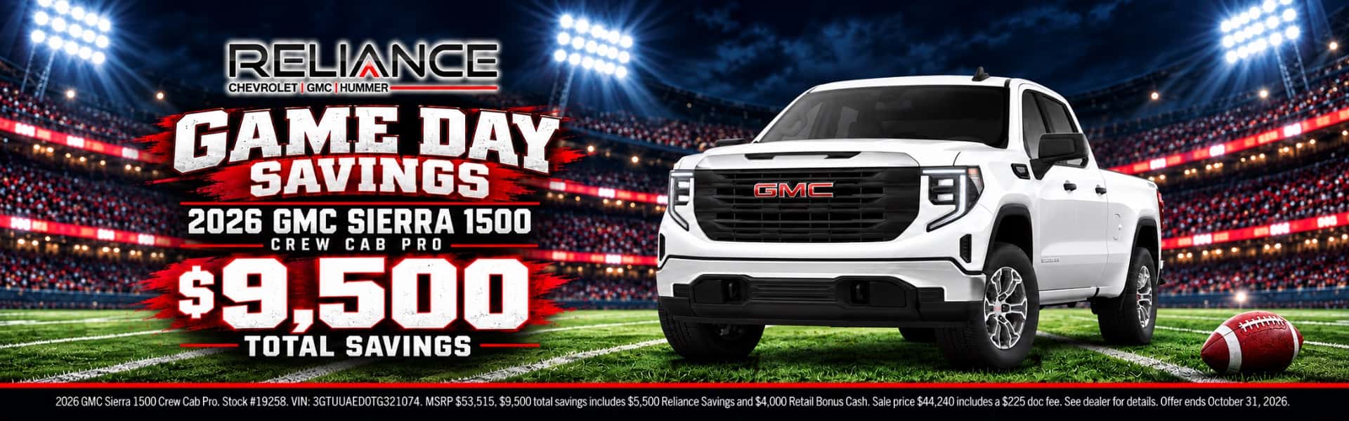 Reliance GMC October 2026 Incentives