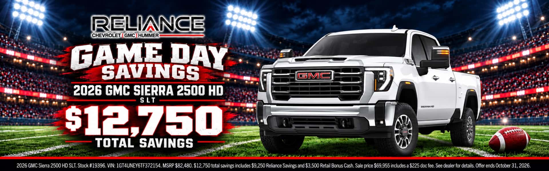 Reliance GMC October 2026 Incentives