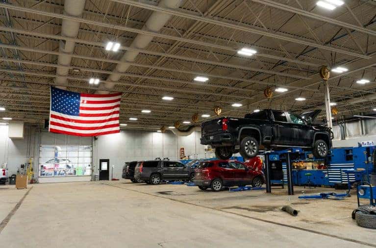 Vehicles being serviced in Service Center