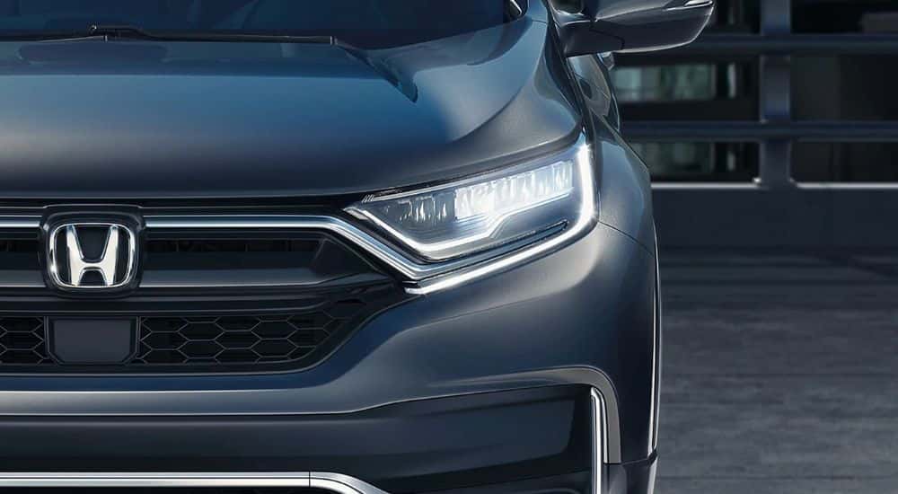 Driver side headlight on a grey 2021 Honda CR-V