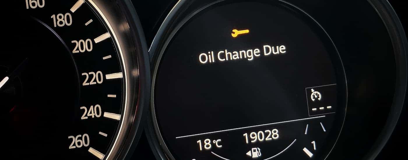 Oil change light on a vehicle